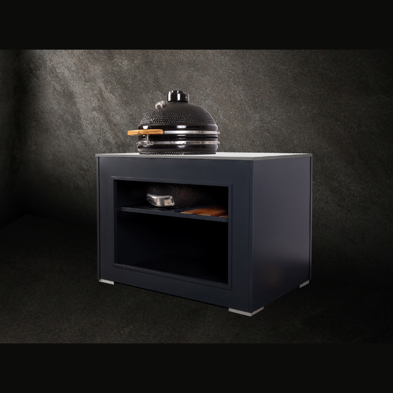 Grillandia Bambino Outdoor Kitchen Anthracite with Kamado, Granite Worktop, Iroko Wood Wings & Storage