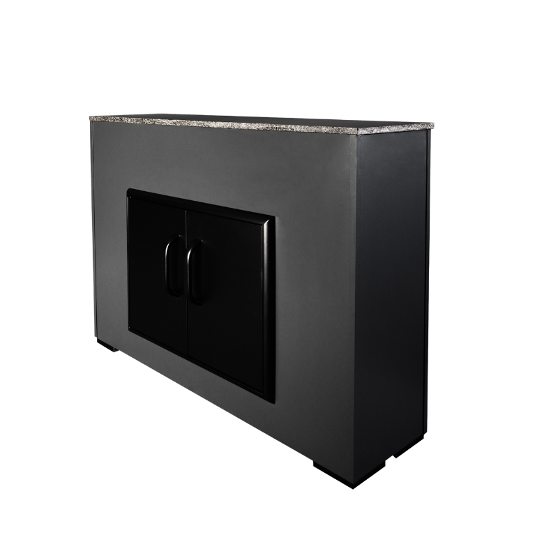 Cosy Cabinet Outdoor Storage Cabinet Anthracite with 304 Stainless Steel Doors, Polished Granite Countertop & Levelling Aluminium Legs