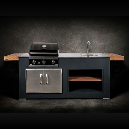 Grillandia Rare Outdoor Kitchen Anthracite with Gas BBQ, Sink & Storage