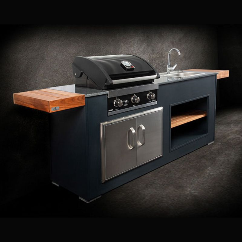 Grillandia Rare Outdoor Kitchen Anthracite with Gas BBQ, Sink & Storage