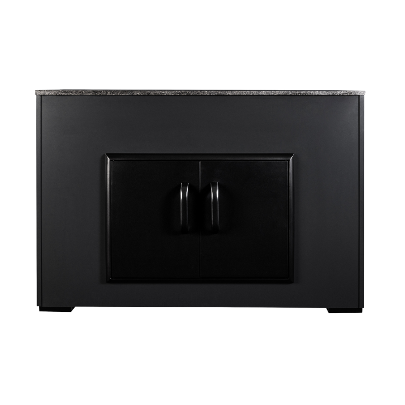Cosy Cabinet Outdoor Storage Cabinet Anthracite with 304 Stainless Steel Doors, Polished Granite Countertop & Levelling Aluminium Legs