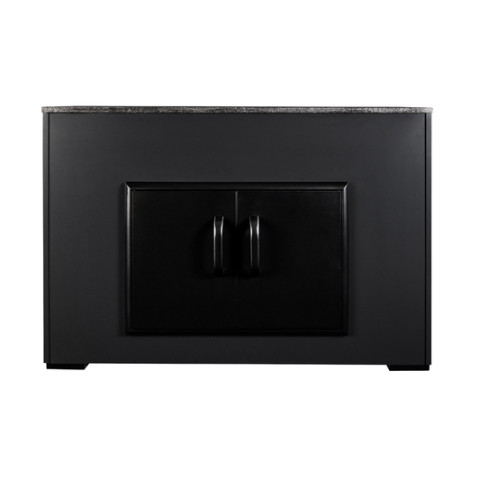 Cosy Cabinet Outdoor Storage Cabinet Anthracite with 304 Stainless Steel Doors, Polished Granite Countertop & Levelling Aluminium Legs