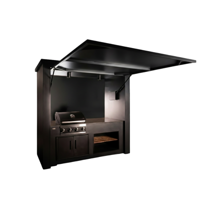 Grillandia Single Grill Cabana Anthracite with Grandhall Premium G4 4-Burner Gas BBQ, Granite Worktop, LED Lighting & Storage