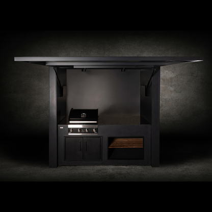 Grillandia Single Grill Cabana Anthracite with Grandhall Premium G4 4-Burner Gas BBQ, Granite Worktop, LED Lighting & Storage