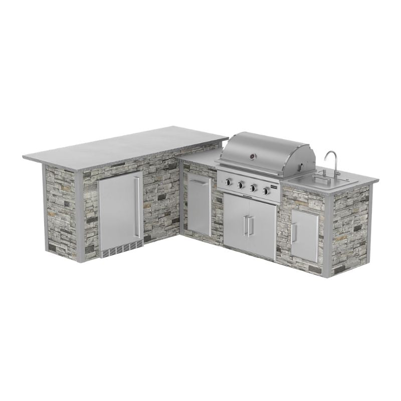 Blaze G7 Outdoor Kitchen, L-Shape Sink Island With Refrigeration Bar