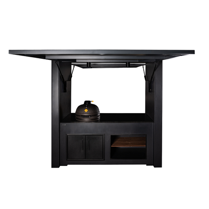 Grillandia Dual Kamado Cabana Anthracite with Boretti Ceramica L Charcoal Kamado, Granite Worktop, LED Lighting, Bar Stools & Storage