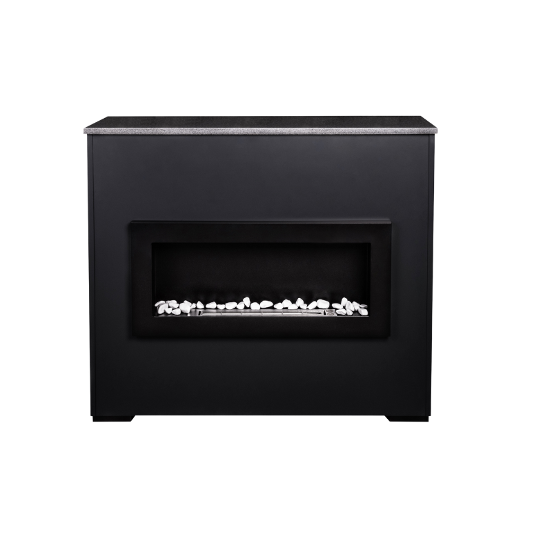 Cosy Bio Ethanol Fireplace Anthracite with Aluminium Frame, 304 Steel Elements, Granite Top, Levelling Legs & 3M Edge Profiles