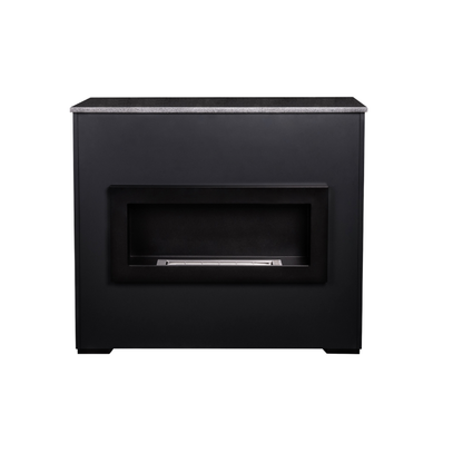 Cosy Bio Ethanol Fireplace Anthracite with Aluminium Frame, 304 Steel Elements, Granite Top, Levelling Legs & 3M Edge Profiles
