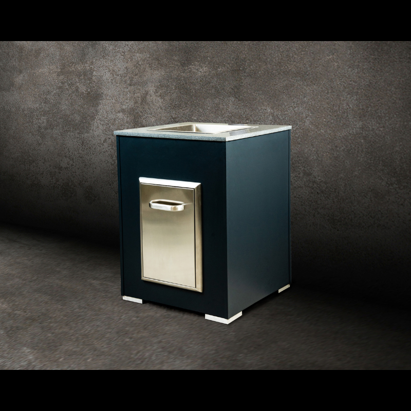Grillandia Side Unit Anthracite with Stainless Steel Ice Bucket & Trash Bin Drawer