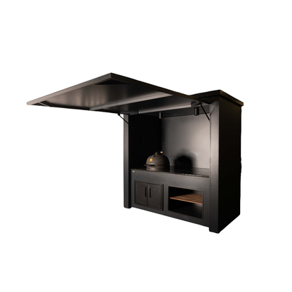 Grillandia Single Kamado Cabana Anthracite with Boretti Ceramica L Solo Kamado, Granite Worktop, LED Lighting & Storage