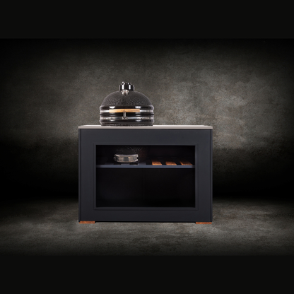 Grillandia Bambino Outdoor Kitchen Anthracite with Kamado, Granite Worktop, Iroko Wood Wings & Storage