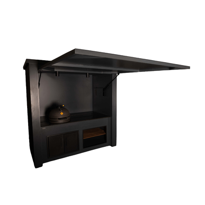 Grillandia Single Kamado Cabana Anthracite with Boretti Ceramica L Solo Kamado, Granite Worktop, LED Lighting & Storage
