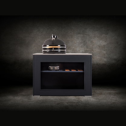 Grillandia Bambino Outdoor Kitchen Anthracite with Kamado, Granite Worktop, Iroko Wood Wings & Storage