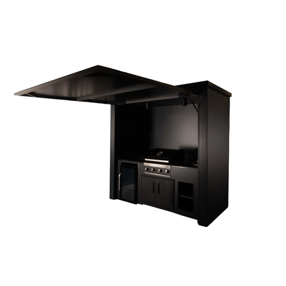 Grillandia Single Multi Cabana Anthracite with Grandhall Premium G4 Gas BBQ, Showcase Beverage Cooler, Sink, Granite Worktop, LED Lighting & Storage