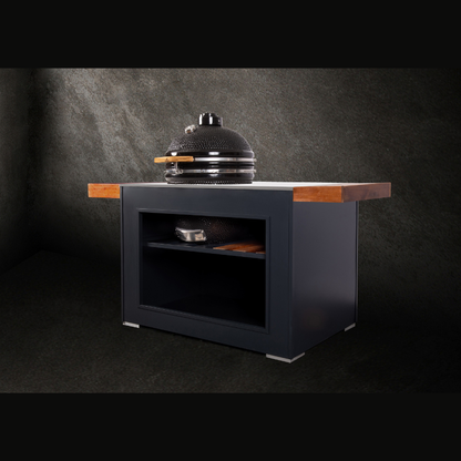 Grillandia Bambino Outdoor Kitchen Anthracite with Kamado, Granite Worktop, Iroko Wood Wings & Storage