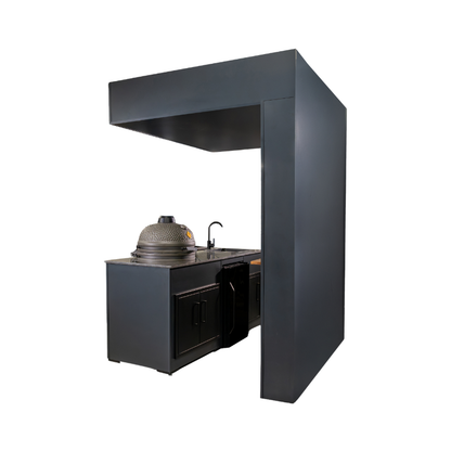 Grillandia Open Kamado Cabana Pro Anthracite with Boretti Ceramica L Charcoal Kamado, Sink, Granite Worktop, LED Lighting, Bar Counter & Shelving