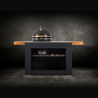 Grillandia Bambino Outdoor Kitchen Anthracite with Kamado, Granite Worktop, Iroko Wood Wings & Storage