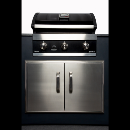 Grillandia Grill Unit Anthracite with Grandhall Premium G4 Gas BBQ, Sink, Granite Worktop & Iroko Wood Side Panels