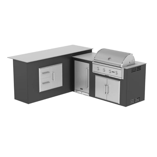 Blaze M6 L-Shape Outdoor Kitchen Island, With Waste Bin & Storage Bar
