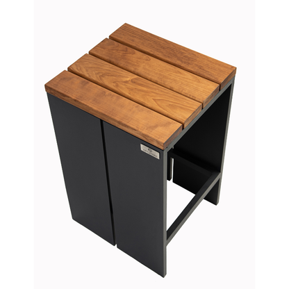 Grillandia Bar Unit Anthracite with Granite Worktop, Weatherproof Iroko Wood Fittings & 2 Bar Stools with Iroko Seats