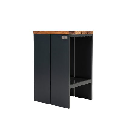 Grillandia Bar Unit Anthracite with Granite Worktop, Weatherproof Iroko Wood Fittings & 2 Bar Stools with Iroko Seats