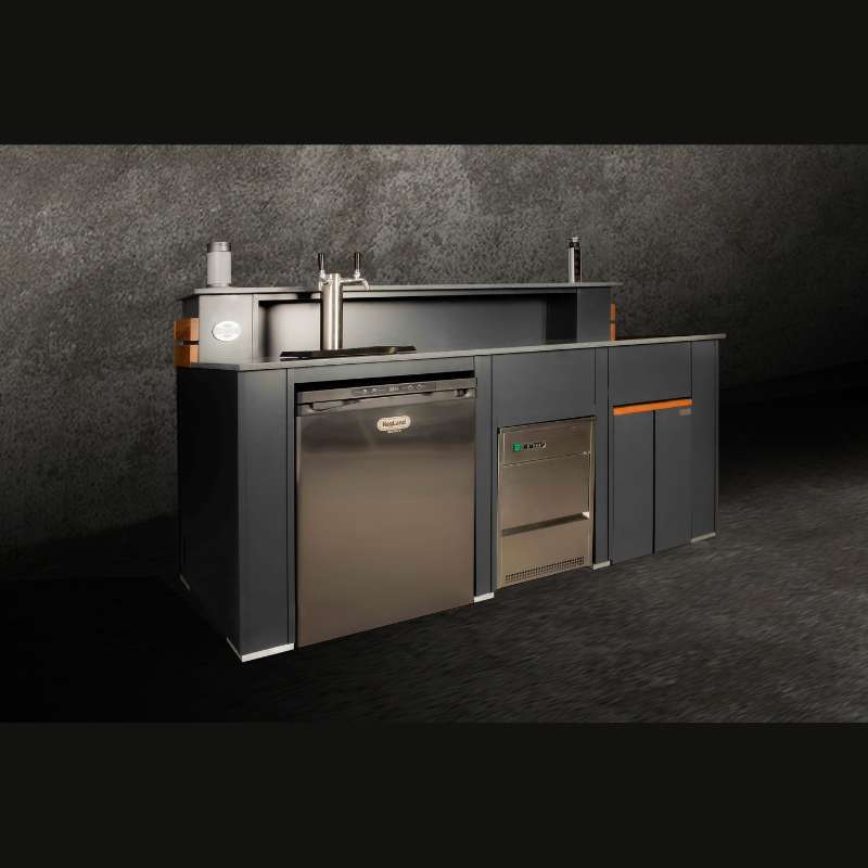 Grillandia Drink Center Anthracite with Kegland Kegerator System, Ice Cube Machine, Outdoor BT Speaker, Amplifier, Power Supply & 2 Bar Stools