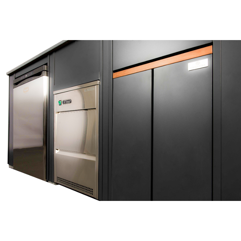 Grillandia Drink Center Anthracite with Kegland Kegerator System, Ice Cube Machine, Outdoor BT Speaker, Amplifier, Power Supply & 2 Bar Stools