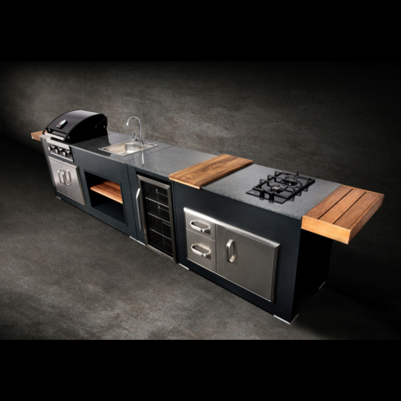 Grillandia Extension Wings Natural Wood with Weatherproof Iroko Wood Cladding & Aluminium Frame