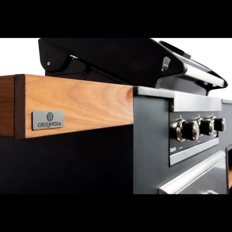 Grillandia Extension Wings Natural Wood with Weatherproof Iroko Wood Cladding & Aluminium Frame