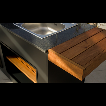 Grillandia Extension Wings Natural Wood with Weatherproof Iroko Wood Cladding & Aluminium Frame