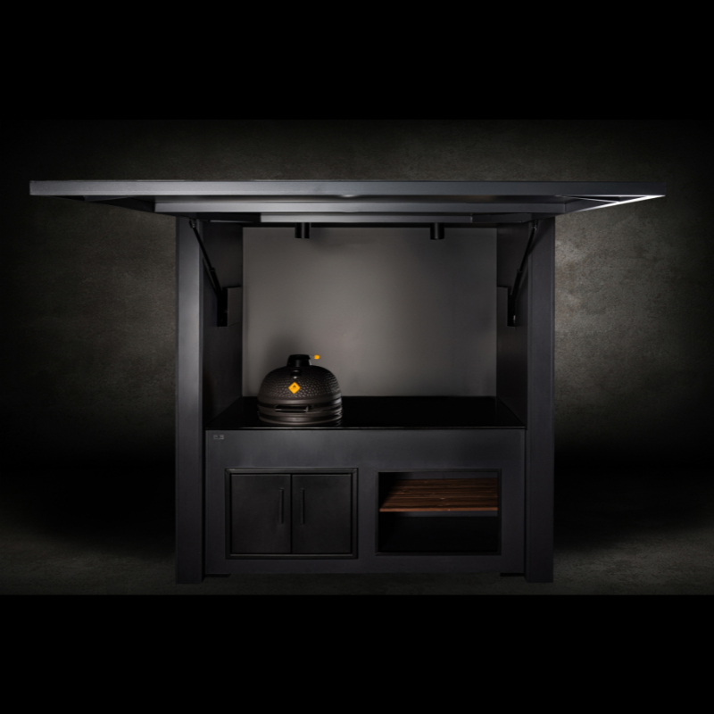 Grillandia Single Kamado Cabana Anthracite with Boretti Ceramica L Solo Kamado, Granite Worktop, LED Lighting & Storage